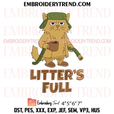 Litter’s Full Cat Parody Embroidery Design, Funny Christmas Cat Vacation Pes Design File