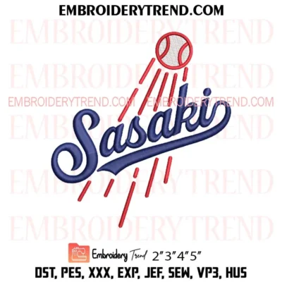 Roki Sasaki LA Dodgers Embroidery Design, MLB Los Angeles Dodgers Pes Design File