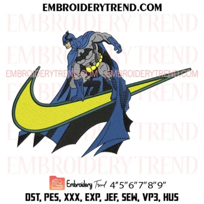 Swoosh Batman Embroidery Design, Batman Marvel Pes Design File