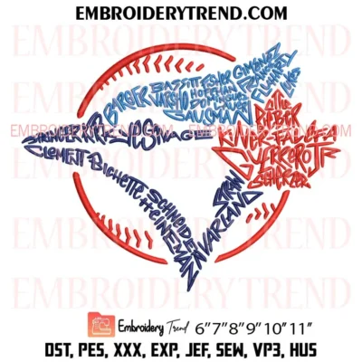Toronto Blue Jays Player Name Logo Embroidery Design, MLB Team Pes Design File