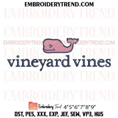 Vineyard Vines Embroidery Design, Cute Whale Emblem Pes Design File