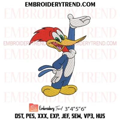 Woody Woodpecker Embroidery Design, Cartoon Pes Design File