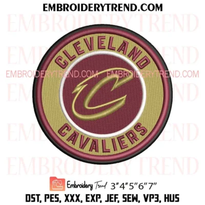 Cleveland Cavaliers Circle Logo Embroidery Design, Basketball Pes Design File