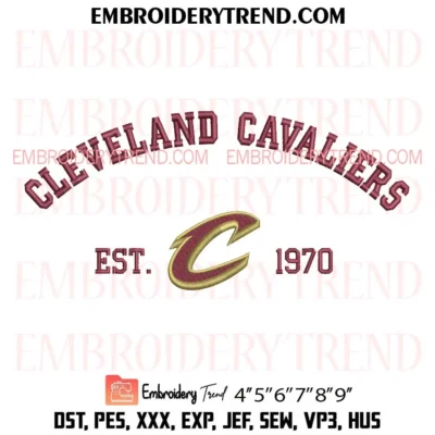 Cleveland Cavaliers Est 1970 Embroidery Design, NBA Cleveland Cavaliers Logo Pes Design File