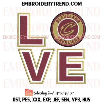 Love Cleveland Cavaliers Embroidery Design, Basketball Fan Pes Design File