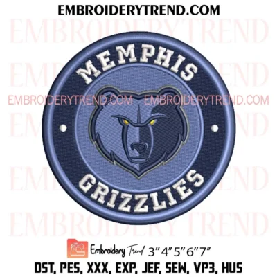 Memphis Grizzlies Circle Logo Embroidery Design, Basketball Pes Design File