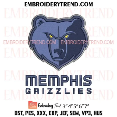 Memphis Grizzlies Logo Embroidery Design, NBA Basketball Pes Design File