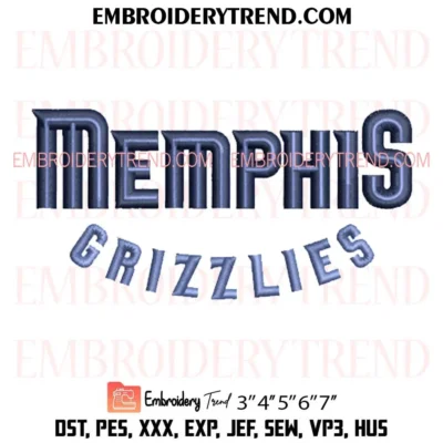 Memphis Grizzlies Wordmark Embroidery Design, NBA Pes Design File
