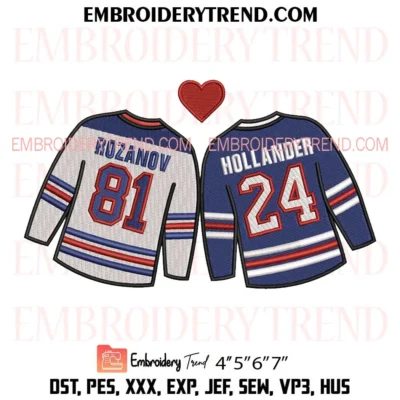 Hollander and Rozanov Heated Rivalry Embroidery Design, LGBT Hockey Pes Design File
