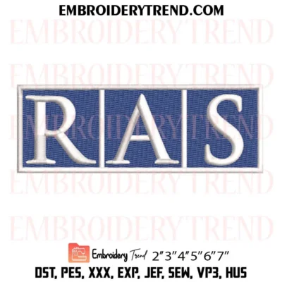 RAS Logo Embroidery Design, Custom Pes Design File