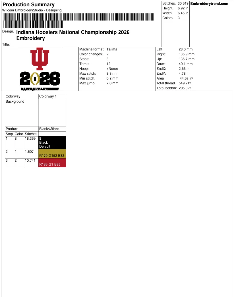 Indiana Hoosiers National Championship 2026 Embroidery Design, College Football Pes Design File Indiana Hoosiers National Championship 2026 Embroidery Design, College Football Pes Design File
