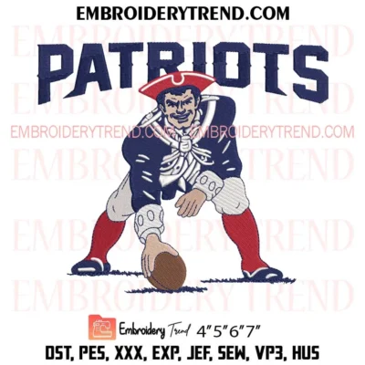 NFL Patriots Mascot Embroidery Design, New England Patriots Football Pes Design File