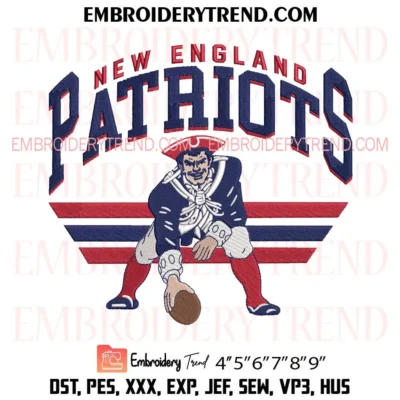 Retro Patriots Mascot Game Day Embroidery Design, New England Patriots Pes Design File