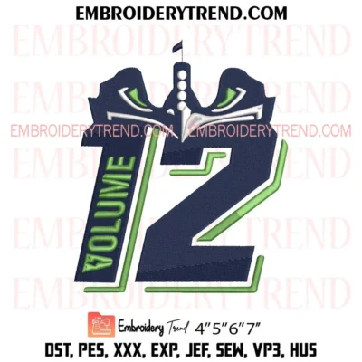 Seattle Seahawks 12 Volume Embroidery Design, Seahawks Football Pes Design File