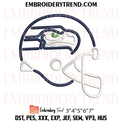 Seattle Seahawks Neon Football Helmet Embroidery Design, Football Seahawks Fan Pes Design File