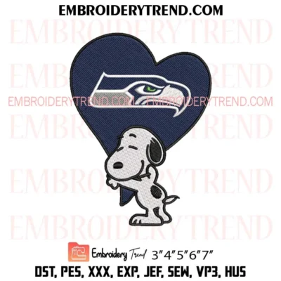 Snoopy hugs Heart Seattle Seahawks Embroidery Design, Snoopy Football Pes Design File