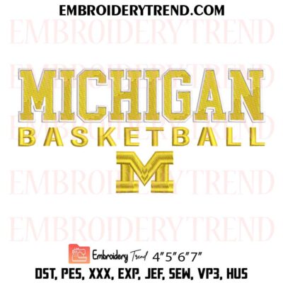 Michigan Basketball Embroidery Design, Michigan Wolverines Pes Design File