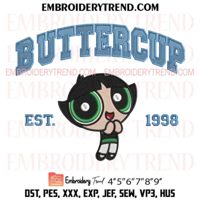 Buttercup Est 1998 Embroidery Design, Buttercup Powerpuff Girls Pes Design File