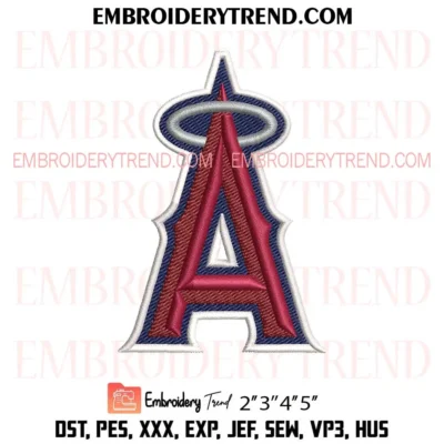 Los Angeles Angels Logo Embroidery Design, Baseball Pes Design File