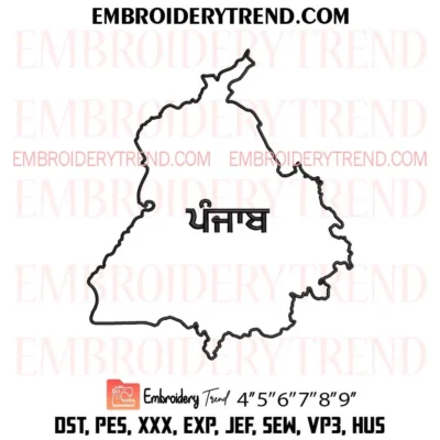 Punjab Map Applique Embroidery Design, Custom Pes Design File