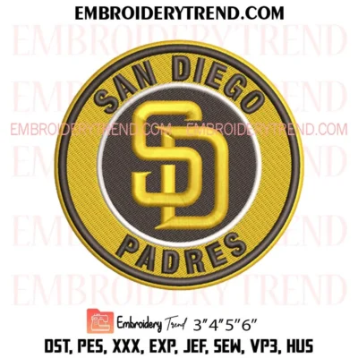 San Diego Padres Circle Logo Embroidery Design, MLB Team Pes Design File