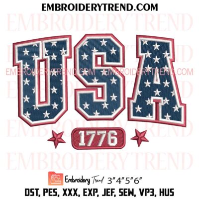 USA 1776 Embroidery Design, America Flag 4th of July Pes Design File