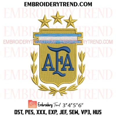 Argentina Football Crest Embroidery Design, Football Team Logo Pes Design File