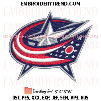 Columbus Blue Jackets Logo Embroidery Design, Hockey Sport Pes Design File