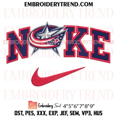 Columbus Blue Jackets x Nike Embroidery Design, Team Hockey Pes Design File