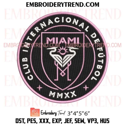 Inter Miami Logo Embroidery Design, Inter Miami Soccer Team Pes Design File