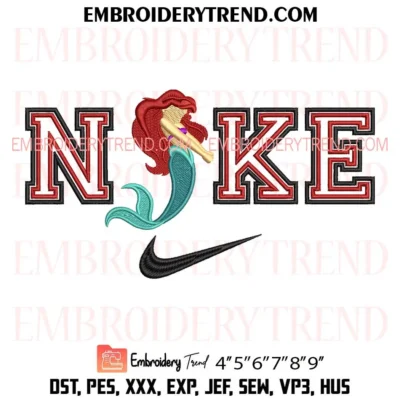 Nike Ariel Swoosh Embroidery Design, The Little Mermaid Pes Design File