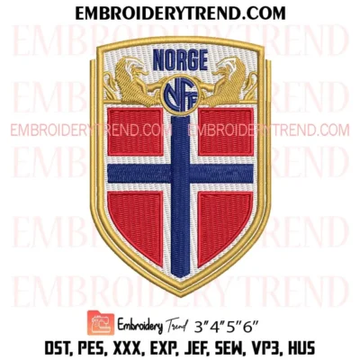Norway National Football Team Embroidery Design, Sport Norway Football Pes Design File
