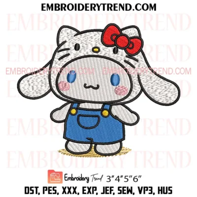 Cinnamoroll Hello Kitty Hoodie Embroidery Design – Cute Sanrio Machine Embroidery File
