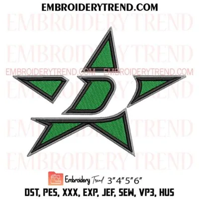 Dallas Stars Hockey Embroidery Design, NHL Machine Embroidery Pes Design File