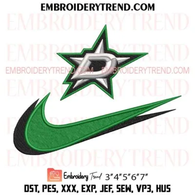 Dallas Stars Swoosh Embroidery Design, NHL Lover Pes Design File