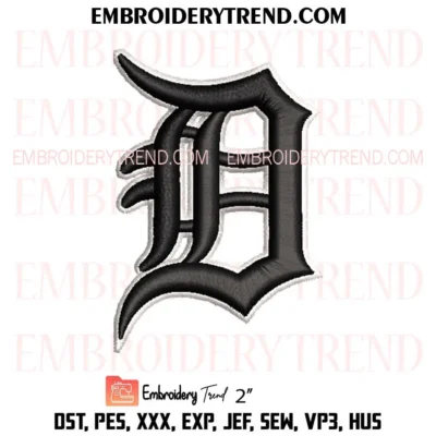 Detroit Tigers 3d Puff Embroidery Design – MLB Logo Digital Download