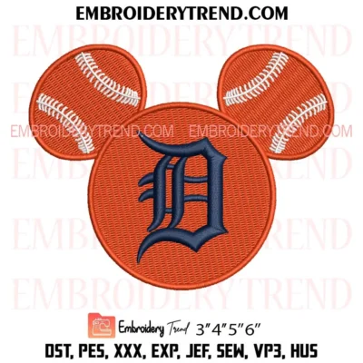 Detroit Tigers Baseball Mouse Head Embroidery Design – Sports Fan Pes Design File