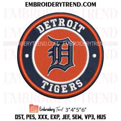 Detroit Tigers Circle Logo Embroidery Design, Baseball Logo Pes Design File
