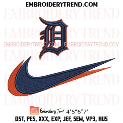 Detroit Tigers Swoosh Embroidery Design – Baseball Logo Pes Design File