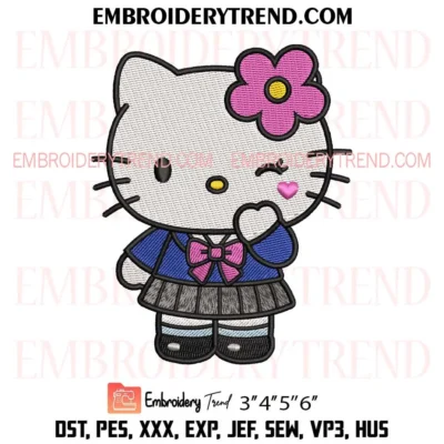 Hello Kitty School Uniform Embroidery Design – Cute Sanrio Machine Embroidery File