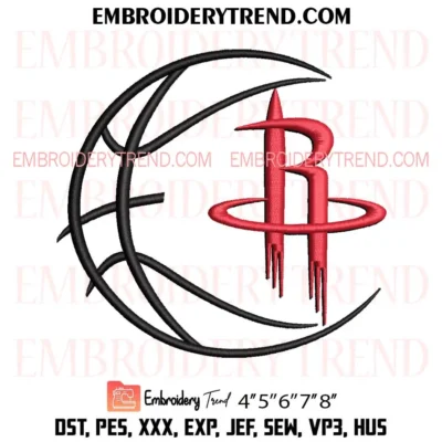 Houston Rockets Basketball Embroidery Design, Basketball Fan Logo Pes Design File