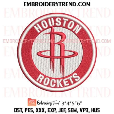 Houston Rockets Circle Logo Embroidery Design, Basketball Pes Design File