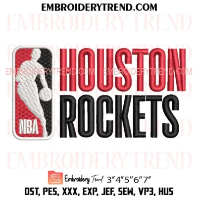NBA Houston Rockets Embroidery Design, Classic NBA Team Pes Design File
