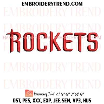 Houston Rockets Wordmark Embroidery Design, NBA Rockets Pes Design File