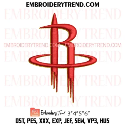 Houston Rockets logo Embroidery Design, NBA Sport Pes Design File