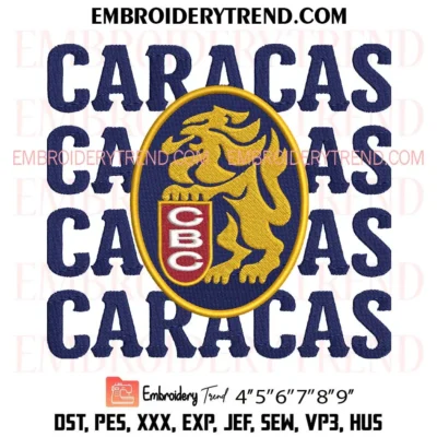 Leones del Caracas Baseball Embroidery Design, Venezuelan Baseball Team Logo PES Design File