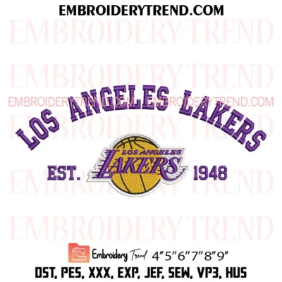 Los Angeles Lakers Est 1948 Embroidery Design, NBA Lakers Logo Pes Design File
