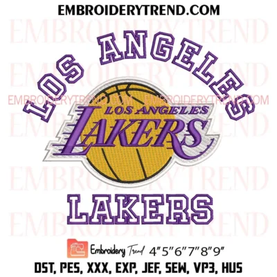 Los Angeles Lakers Team Embroidery Design, NBA Basketball Pes Design File