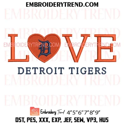 MLB Detroit Tigers Love Embroidery Design – Baseball Pes Design File