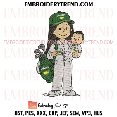 Masters Golf Mom and Baby Embroidery Design – Cute Golf Machine Embroidery File